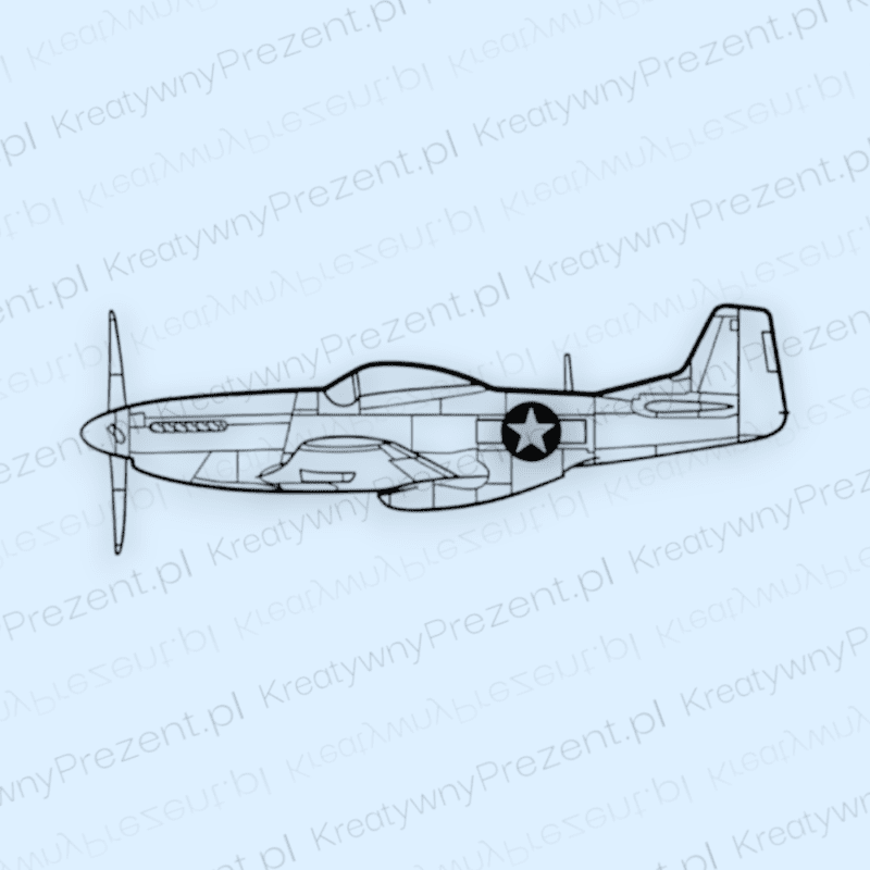 KONTUR SAMOLOTU P-51 D MUSTANG - DEKORACJA ŚCIENNA