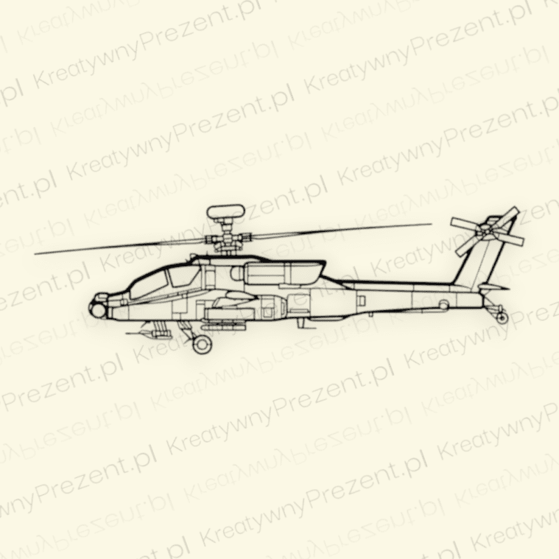 KONTUR ŚMIGŁOWCA - AH 64D APACHE - DEKORACJA ŚCIENNA