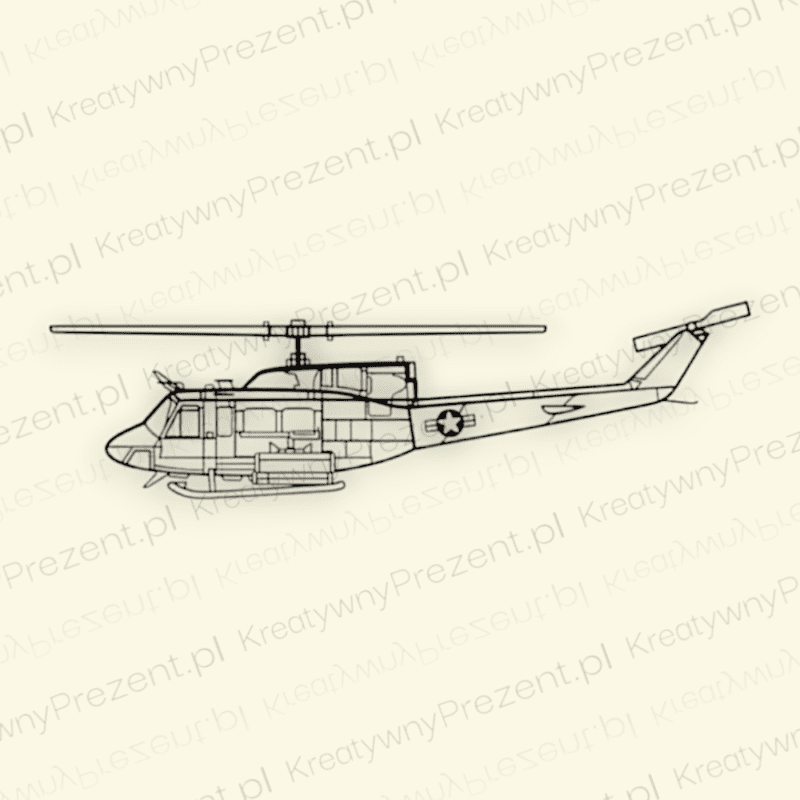 KONTUR ŚMIGŁOWCA - UH-1H HUEY - DEKORACJA ŚCIENNA